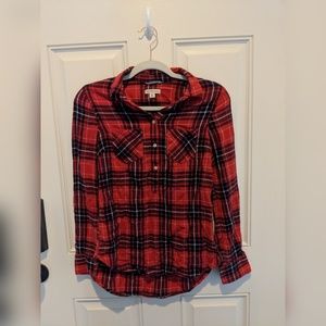 Merona Half Button Up Plaid Shirt